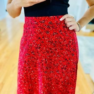 XS Cute Flowy Red Skirt